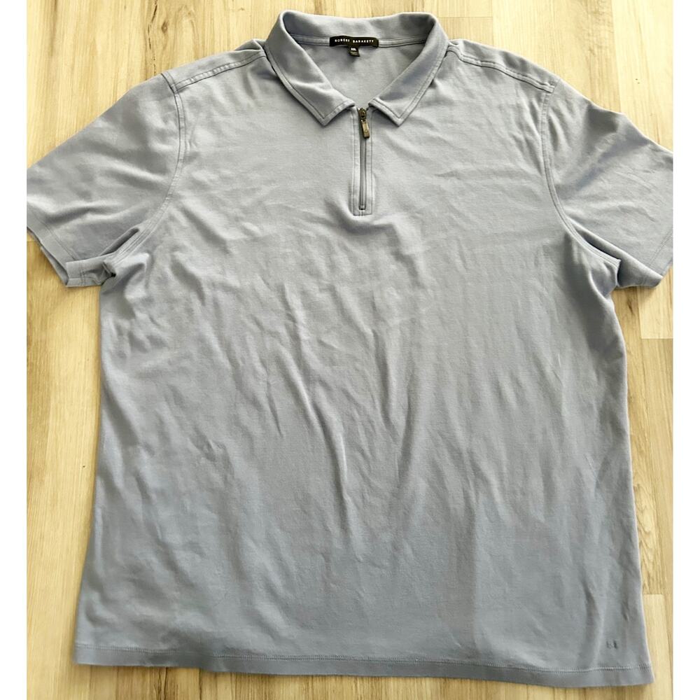 Robert Barakett Pima Cotton Georgia Zip Polo “Blue Fog” Blue Mens Sz XXL EUC